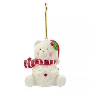 Radiant Treasures Illuminated 3-inch Porcelain Polar Bear Ornament